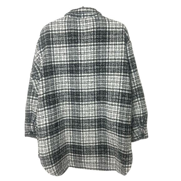 NWT LBLC The Label Pamela Black White Plaid Button-Up Shirt Jacket Shacket Sz L - Picture 9 of 11